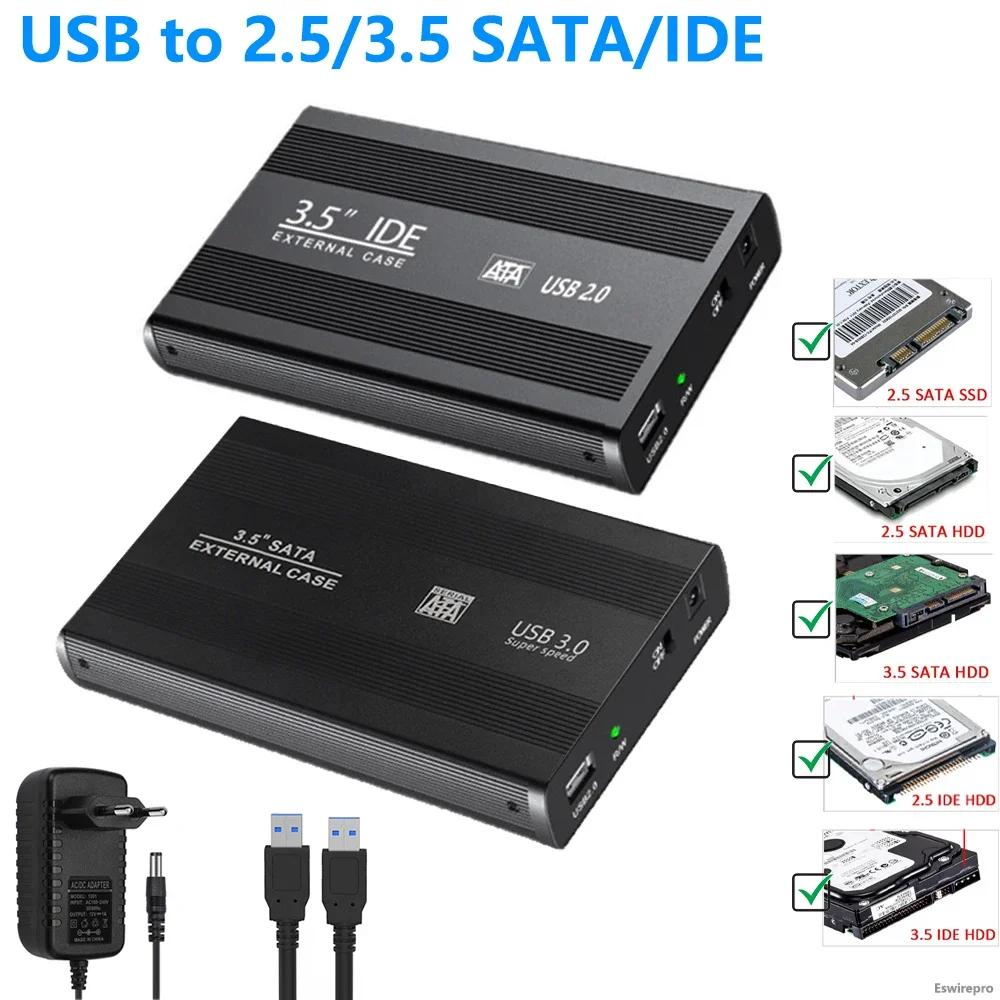 USB to SATA IDE HDD SSD , ϵ ̺ Ŭ, USB3.0 ̽, HD  ָ Ʈ ϵ ũ ڽ , 2.5 ġ, 3.5 ġ